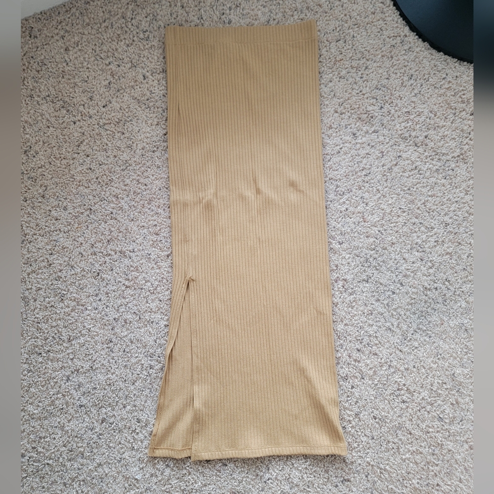 French Connection Tan Ribbed Knit Midi Skirt - Size XS